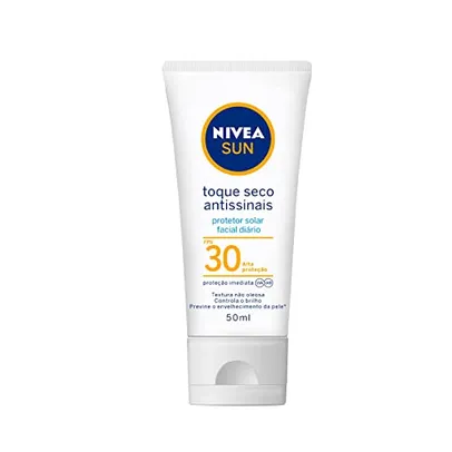 Protetor Solar Facial NIVEA SUN Toque Seco Antissinais FPS30 50ml, Nivea, Branco