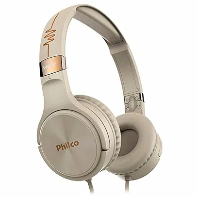 [PRIME] Fone de ouvido, PFO02G com Cabo Flat emborrachado, Concha almofadada, Bege/Rose Gold, Philco