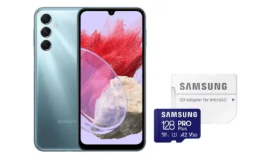 Samsung Galaxy M34 5G 128GB 6GB RAM Mega Bateria 6000mAh Câm Tripla 50MP + Cartão Memória 128GB