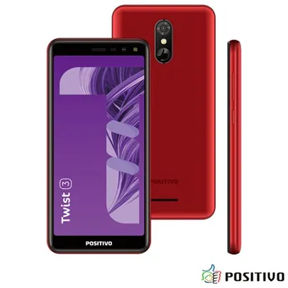 Smartphone Twist 3 Vermelho Rubber Positivo, com Tela 5,5", 3G, 32GB e Câmera de 8MP - S513