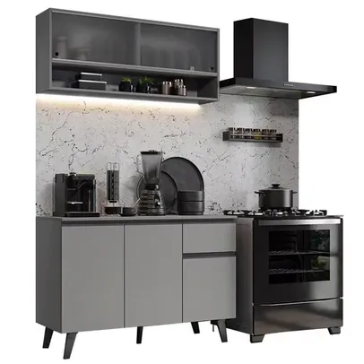 Armário de Cozinha Compacta 120cm Cinza Nice Madesa 02