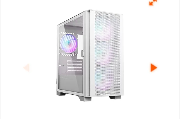 Gabinete Gamer Montech AIR 100 ARGB, Mini Tower, White, mATX, 4 Fans, Vidro Temperado