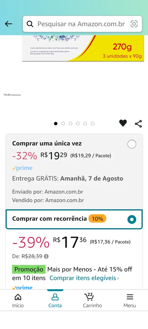 Imagem na descrição da promoção