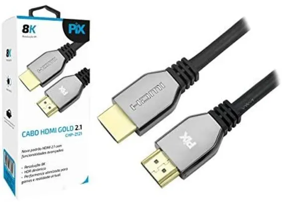 Cabo HDMI Gold 2.1-8K Pix, HDMI 2.1 | R$56
