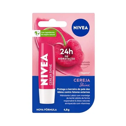 [REC/SUPER R$10] RNIVEA Hidratante Labial Cereja Shine 4,8g - Cuidado e proteção para seus lábios