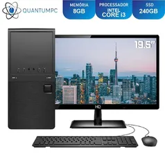 Computador Completo Intel Core i3 8GB SSD 240GB Monitor 19.5" LED HDMI Áudio 5.1 canais Quantum Star