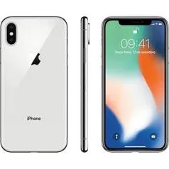 [Com AME sai R$ 2.942] iPhone X Prata 64GB Tela 5.8" IOS 11 4G Câmera 12MP com 45% de volta - R$5.349,90