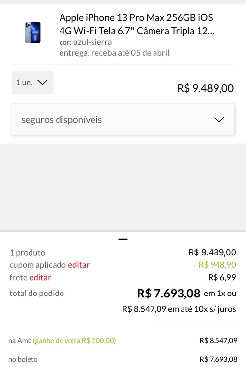 Imagem na descrição da promoção