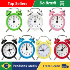 [Moedas/DoBrasil] Mini Relógio Despertador De Mesa Pequeno Redondo Colorido