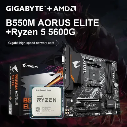 Kit Placa mãe B550M AORUS ELITE + Processador Ryzen 5 5600G