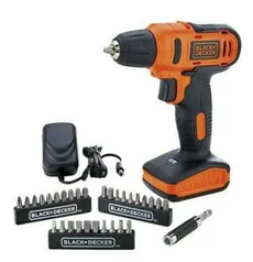 Furadeira Parafusadeira 3/8" Bateria 12 Volts Com Maleta + 31 - Black + Decker (carregador Bivolt)