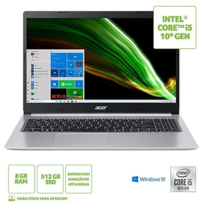 Notebook Acer Aspire 5 A515-55-50MZ Intel Core i5-1035G1 8GB 512GB SSD | R$3.699
