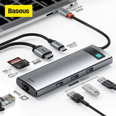 Cabo USB Baseus usb hub tipo c para multi usb 3.0 4k hd