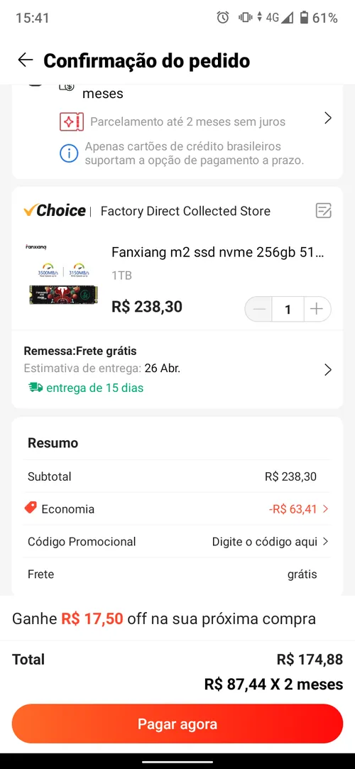 Imagem na descrição da promoção