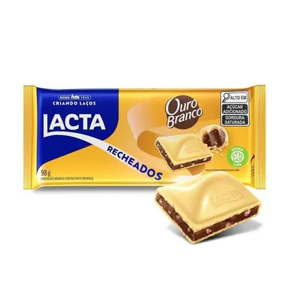 (Levando 3 unidades) Chocolate Branco Lacta Com Recheio Ouro Branco 98g