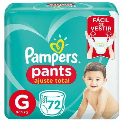 Fralda Pampers Pants Ajuste Total Tamanho G com 72 Unidades