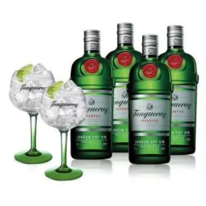 [AME- R$333] Combo Tanqueray London Dry (4 Tanqueray Ld + 2 Taças) - R$404