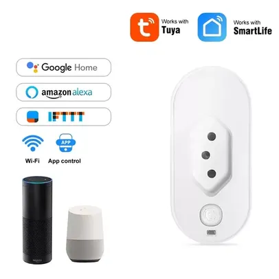 Tomada Inteligente Tuya 16a Wifi com monitor de consumo - Compatível com Alexa e Google Home