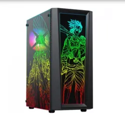 Gabinete Gamer Ninja Eraser, RGB, Mid Tower, Vidro Temperado, Frente Personalizável, ATX, Sem Fonte, Com 1 Fan 