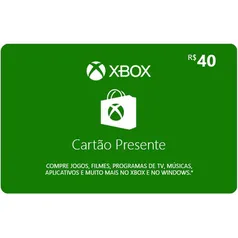 Gift Card Xbox: 40 Reais - Código Digital