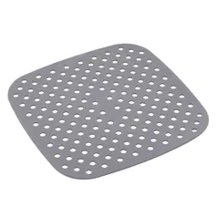 [+Por- R$10] Tapete Protetor de Silicone para Air Fryer Quadrado Cinza 18,5cm - Lyor