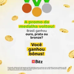 BITZ Promoção Cashback das Medalhas (Ganhe $5 gastando $35)