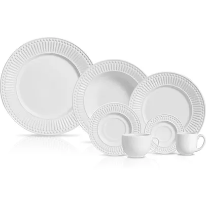 [AME SC R$216] Aparelho de Jantar Porto Brasil Roma 42 Peças - Branco