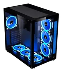 Gabinete Gamer Rise Mode Galaxy Glass Sound, Mid Tower, RGB, LED, Lateral e Frontal em Vidro Temperado, Sem Fans, Preto - RM-GA-GGS-FB