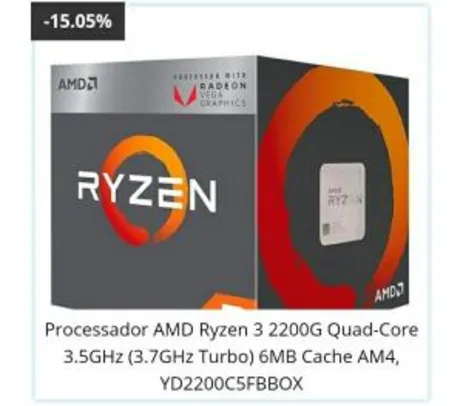 Ryzen 3 2200G Quad-Core 3.5GHz (3.7GHz Turbo)