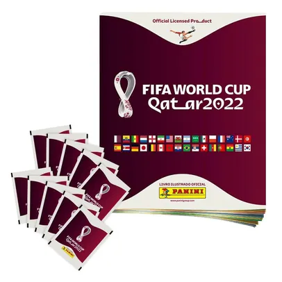 Kit Com 1 Álbum Brochura + 10 Envelopes De Figurinhas Da Copa Do Mundo Qatar 2022