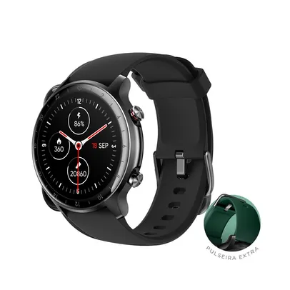 SmartWatch Husky Sports 700 GPS, Preto, Pulseira Extra Verde Escuro, Com GPS - HSPH001