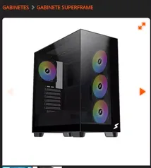 Gabinete Gamer SuperFrame Dominator, Mid Tower, Vidro Temperado, E-ATX, Preto, Sem Fonte, Sem Fan