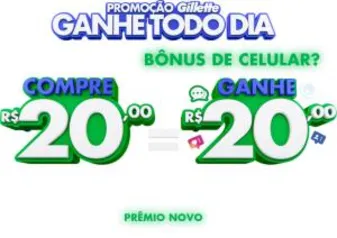 Compre R$20 em produtos Gillette e ganhe R$20 em bônus de celular