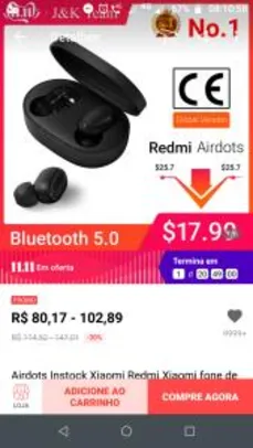 [Novos Usuários] Xiaomi Redmi Airdots Bluetooth 5.0 - R$66