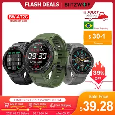 Smartwatch BlitzWolf 2021 Heart Rate Monitor Blood Pressure Measure Wristband | R$219