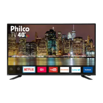 Smart TV LED 40" Philco PTV40E60SN Full HD 3 HDMI 2 USB Preta com Conversor Digital Integrado