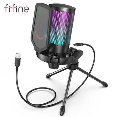 [C. NOVA] Microfone Fifine Ampligame USB para Streaming de Jogos Com Filtro Pop 