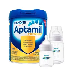 Kit Mamadeira Philips Avent Anticólicas SCD809/18, 2 pçs, transparente + Aptamil 2 800g