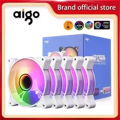Kit 5 Fans ARGB Aigo AR12 Pro Branco 74cfm