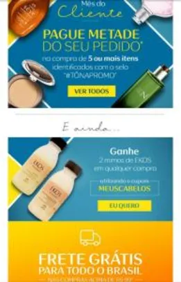 PROMOÇÃO NATURA - VÁRIOS CUPONS