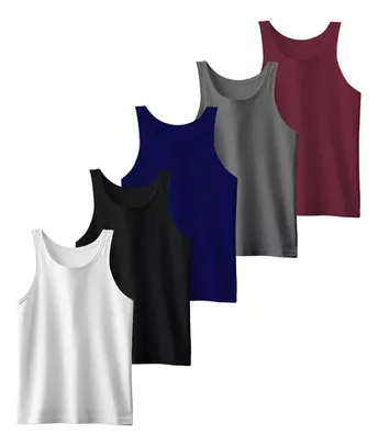 Kit 5 Camisetas Regatas Masculina Lisa Básica Academia Dry