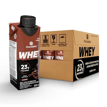 Pack de Whey Zero Lactose Cacau 23g Piracanjuba 250ml - 12 Unidades