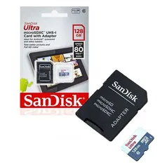 Kit Cartão De Memória Micro Sd 128Gb Sandisk Ultra 128 Gb