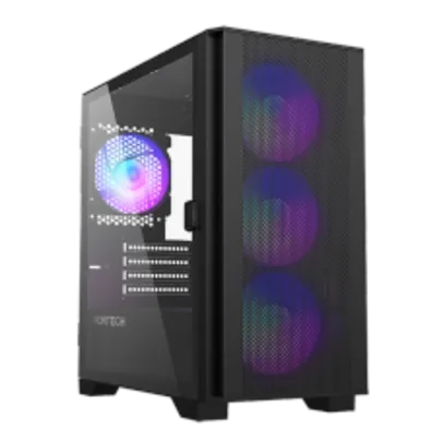 Gabinete Gamer Montech AIR 100 ARGB, Mini Tower, Black, Micro ATX, 4 Fans, Vidro Temperado