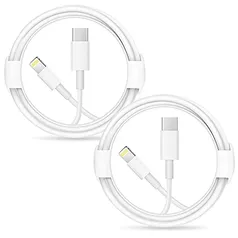 Cabo Lightning carregador rápido para iPhone 【Certificado Apple MFi】Pacote com 2 cabos USB-C para Li