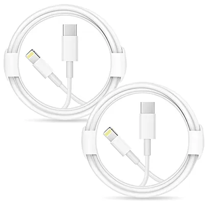 Cabo Lightning carregador rápido para iPhone 【Certificado Apple MFi】Pacote com 2 cabos USB-C para Li