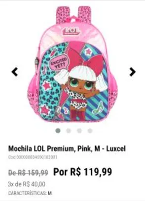 Mochila LOL Premium, Pink, M - Luxcel