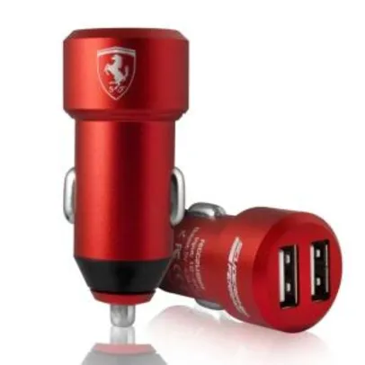 Saindo por R$ 30: Carregador Veicular Ferrari 2 Entradas USB - Vermelho R$ 30 | Pelando