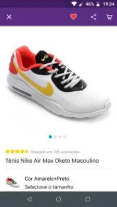 Tênis Nike Air Max Oketo Masculino - Amarelo e Preto R$ 199