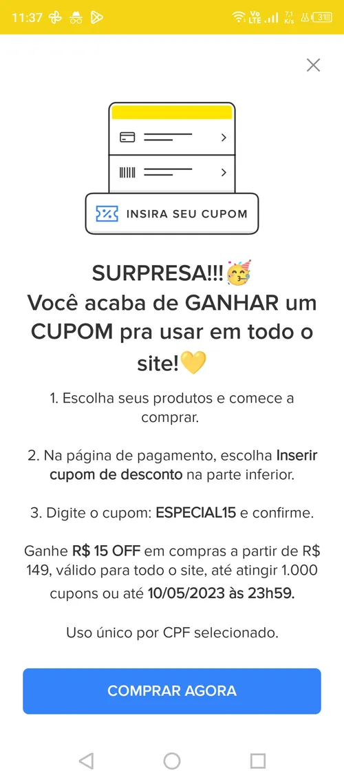 Imagem na descrição da promoção